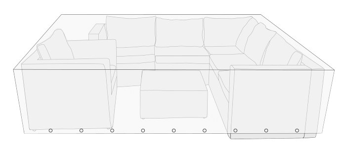 Overtrekk til loungemøbelsett L260 x B260 x H65 cm - Sunlife